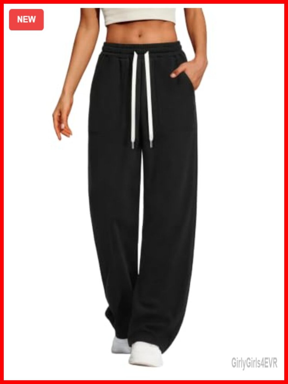 Wide Leg Baggy Sweatpants Women Drawstring High Waist Joggers